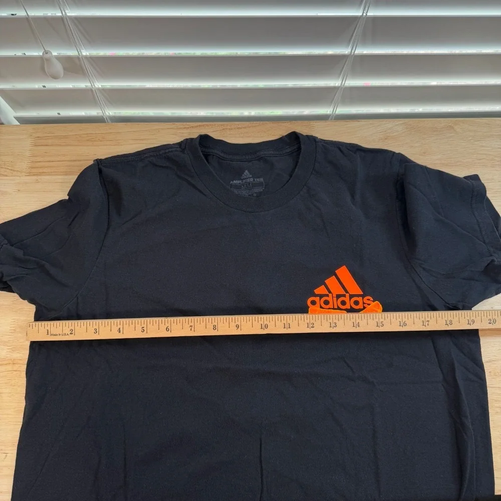 Adidas Amplifier Tee T-Shirt Men's Black Orange Citrus Graphic Crewneck - Medium